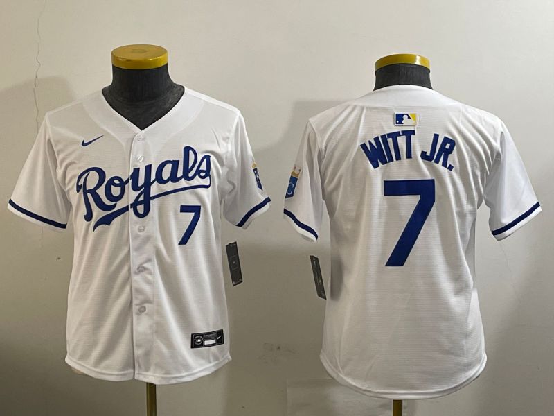 Youth Kansas City Royals #7 Witt jr White Game 2024 Nike MLB Jersey style 1